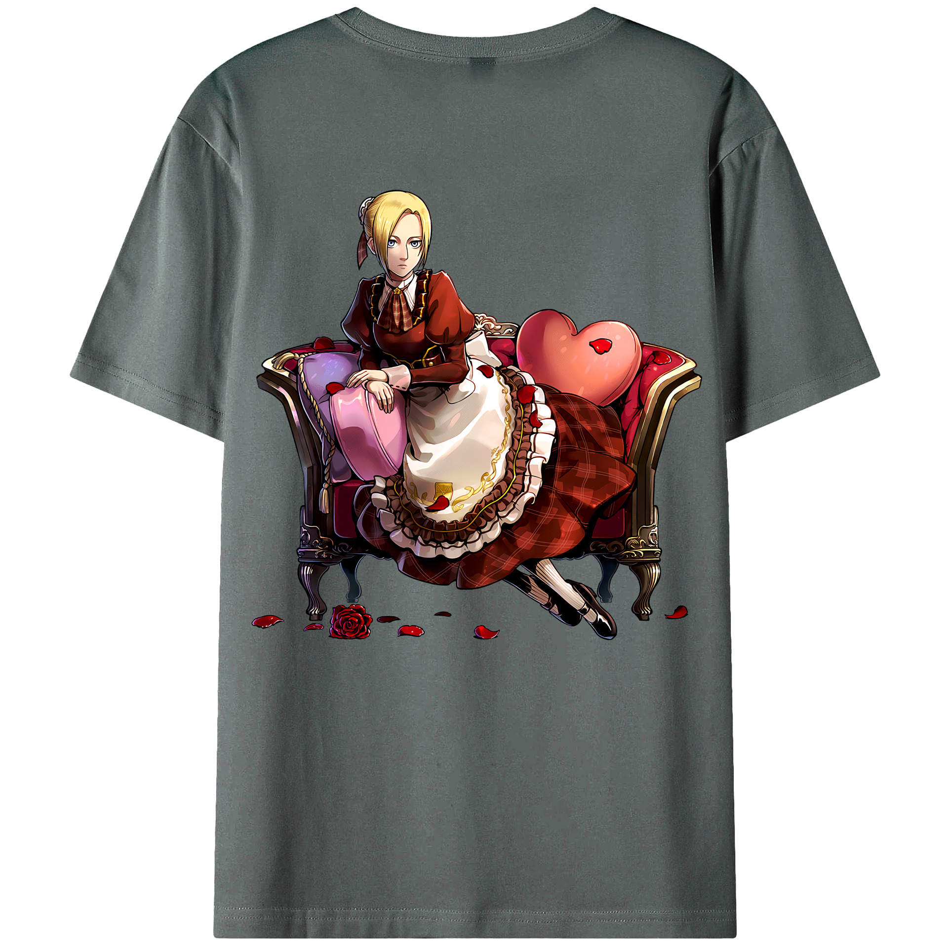 （画像用） 進撃の巨人 アニ・レオンハート Attack on Titan Annie Leonhart 綿100％ メンズ半袖Tシャツ（バックプリント） 通気性